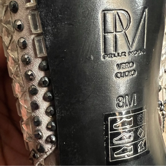 Pelle Moda Vero Cuoio Rhinestone Platform Slingback Heel Gunmetal Gray Womens 8M - Picture 4 of 7